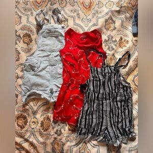 Cat & Jack Blue and White Striped Overalls